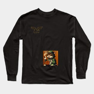 LitQ - Anime Cat smoking weed basketball inspired print Long Sleeve T-Shirt